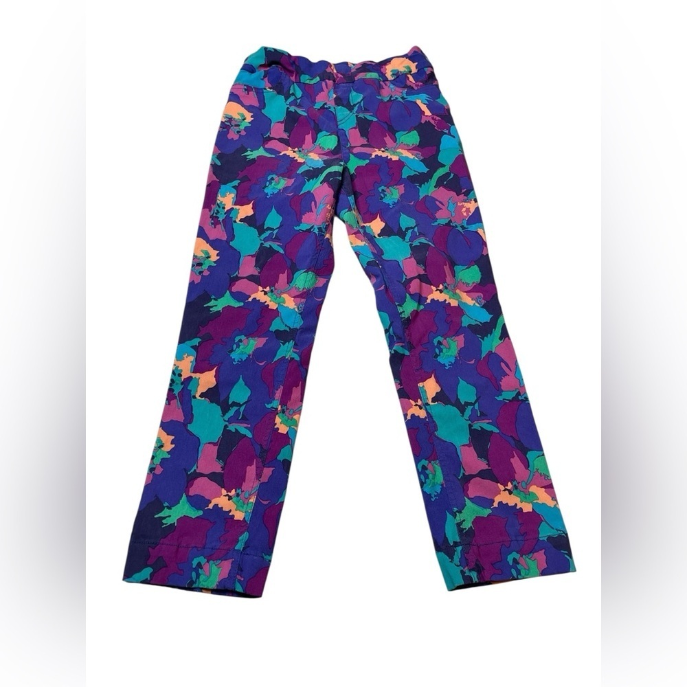 Soft Surroundings Super Stretch Multicolor Vibrant Print Ankle Pants Size M